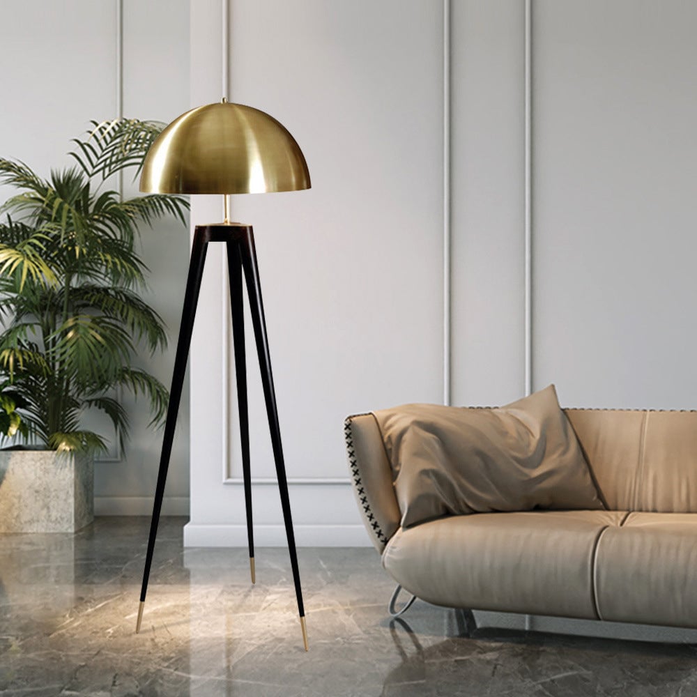 Carins Modern Metal Tripod Floor Lamp, Black/Gold - Lumpaz