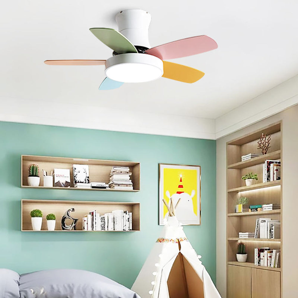 Morandi 5-Blade Colorful DC Ceiling Fan with Light, Low Profile, 42'' - Lumpaz