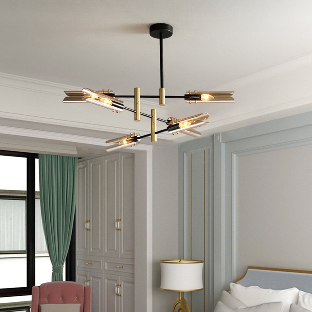 Sanna Modern Metal/Glass Semi-Flush Mount Ceiling Light, Gray/Amber - Lumpaz