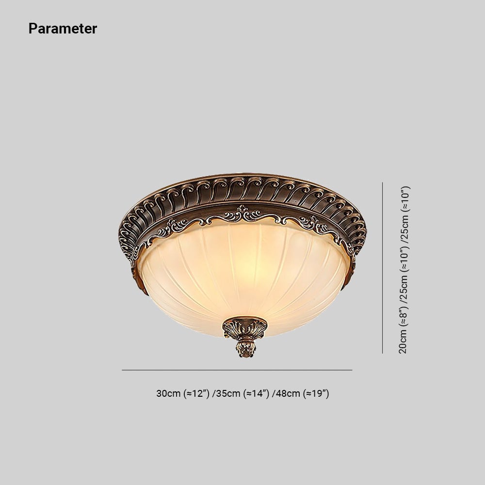 Arisha Retro Semicircular Metal/Glass Flush Mount Ceiling Light, Bronze - Lumpaz