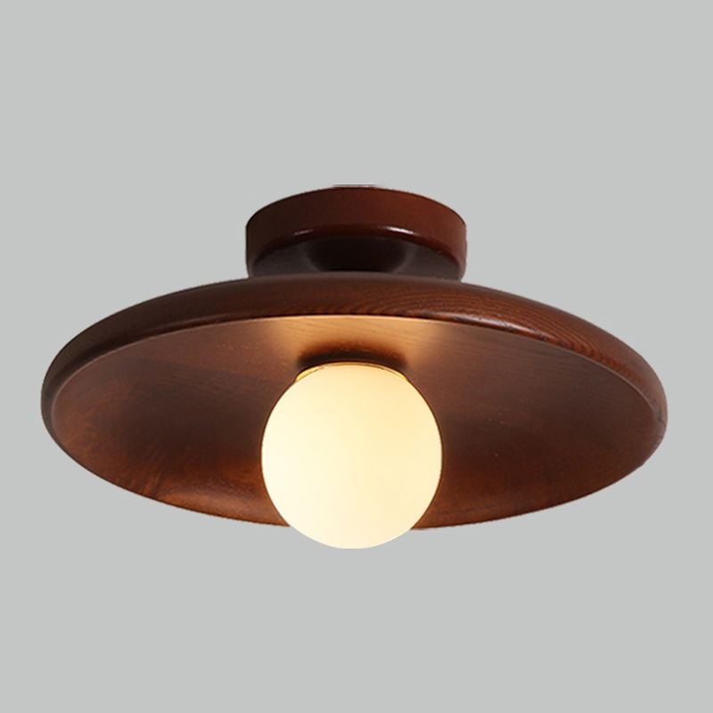 Carins Modern Round Flush Mount Ceiling Light Wood Walnut Bedroom - Lumpaz