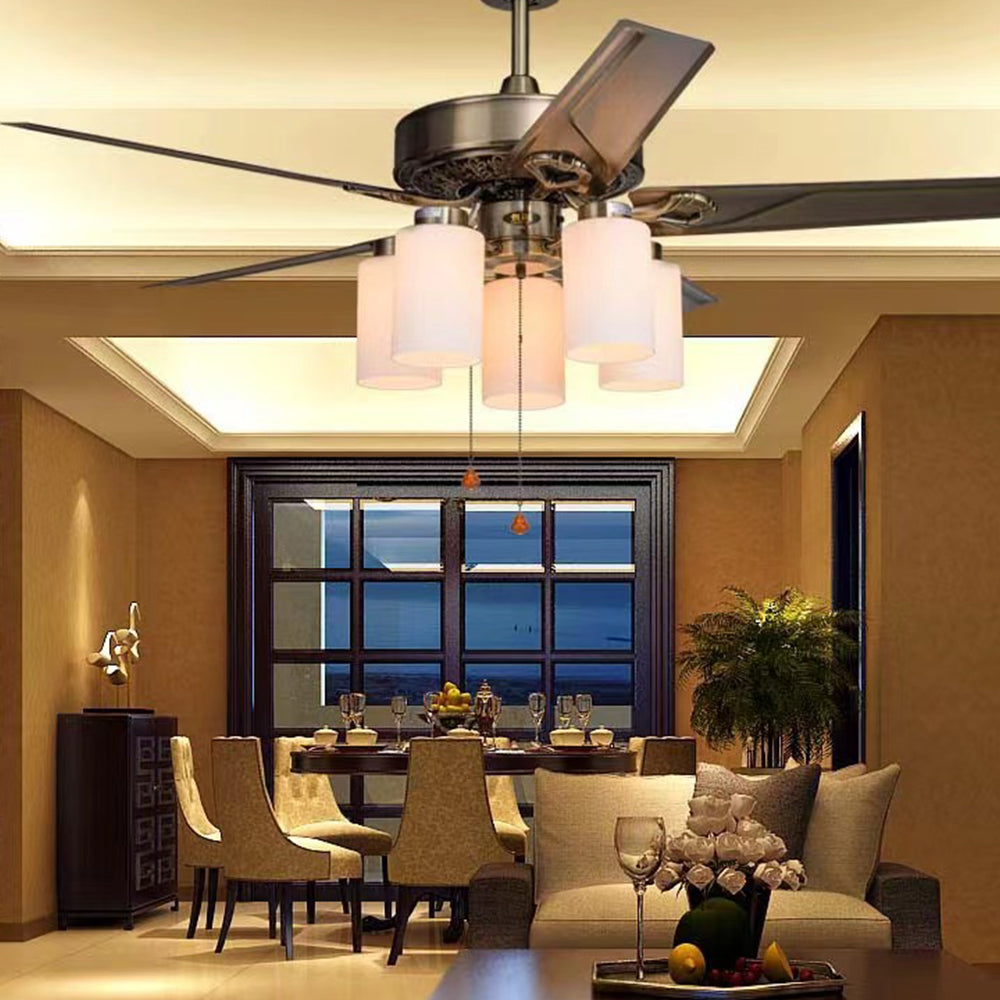 Alessio 5-Blade Rustic DC Ceiling Fan with Light, Brass, 48'' - Lumpaz