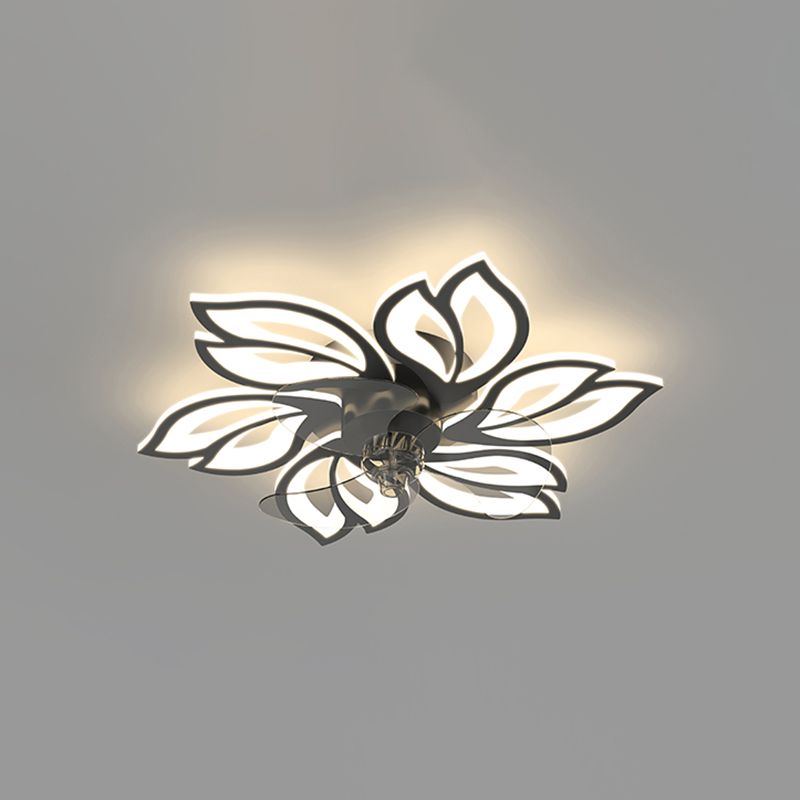 Hana Modern Flower Ceiling Fan with Light, 3 Color, L 25.5"/27"/31"/35.5" - Lumpaz