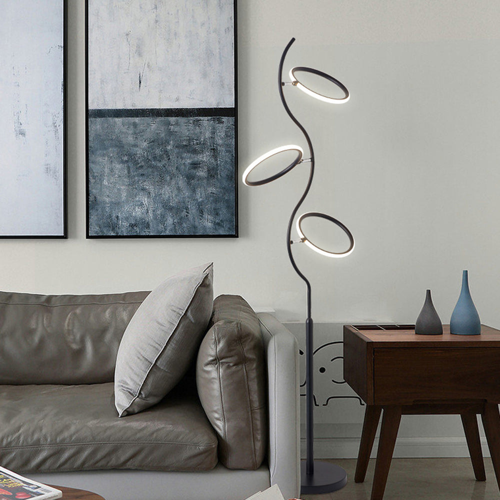 Modern Nordic Curved Acrylic/Metal Floor lamp, Black - Lumpaz