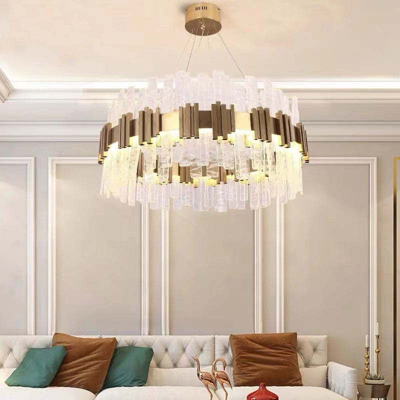 Marilyn Mid Century Iron & Glass Chandelier Circle - Lumpaz