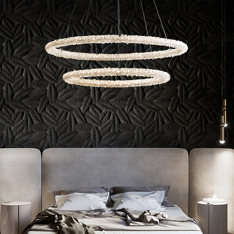 Kristy Art Deco Chandelier, Metal & Crystal, 1/2/3 Ring - Lumpaz