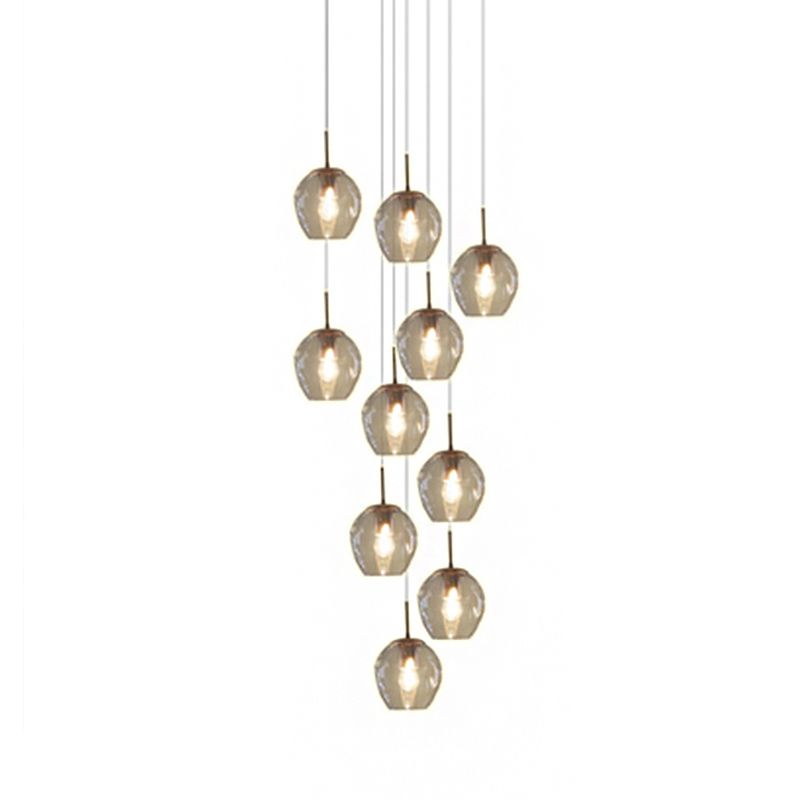 Hailie Modern Ball Glass Chandelier Gold Living Room Staircase - Lumpaz