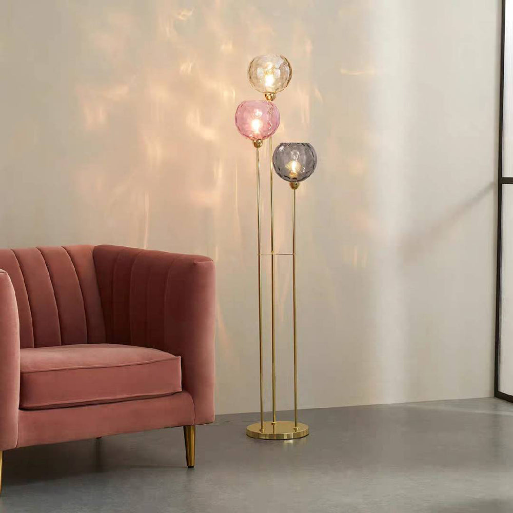 Hailie Designer Bubble Floor Lamp, Metal/Glass - Lumpaz