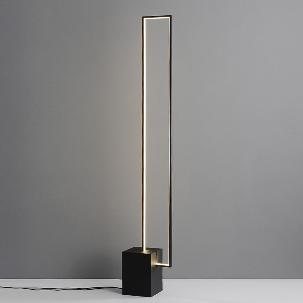 Edge Modern Minimalist Rectangular Metal Floor Lamp, Black - Lumpaz