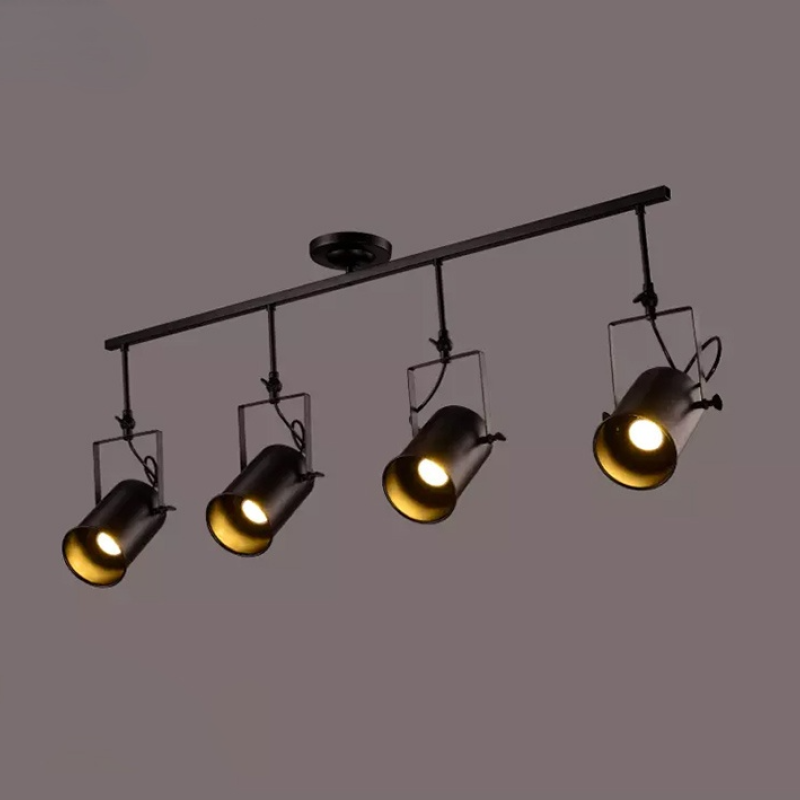 Alessio Vintage Adjustable Semi-Flush Mount Ceiling Light, Black - Lumpaz