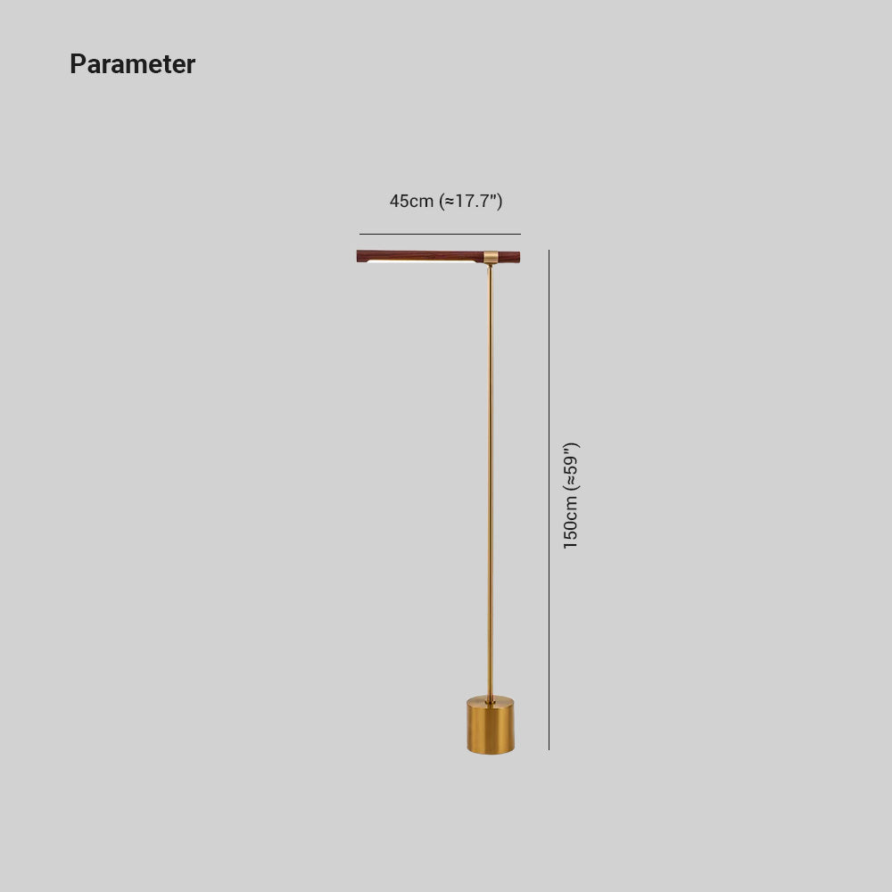 Edge Floor Lamp Linear Minimalist, Metal/Wood, Gold, Living Room - Lumpaz