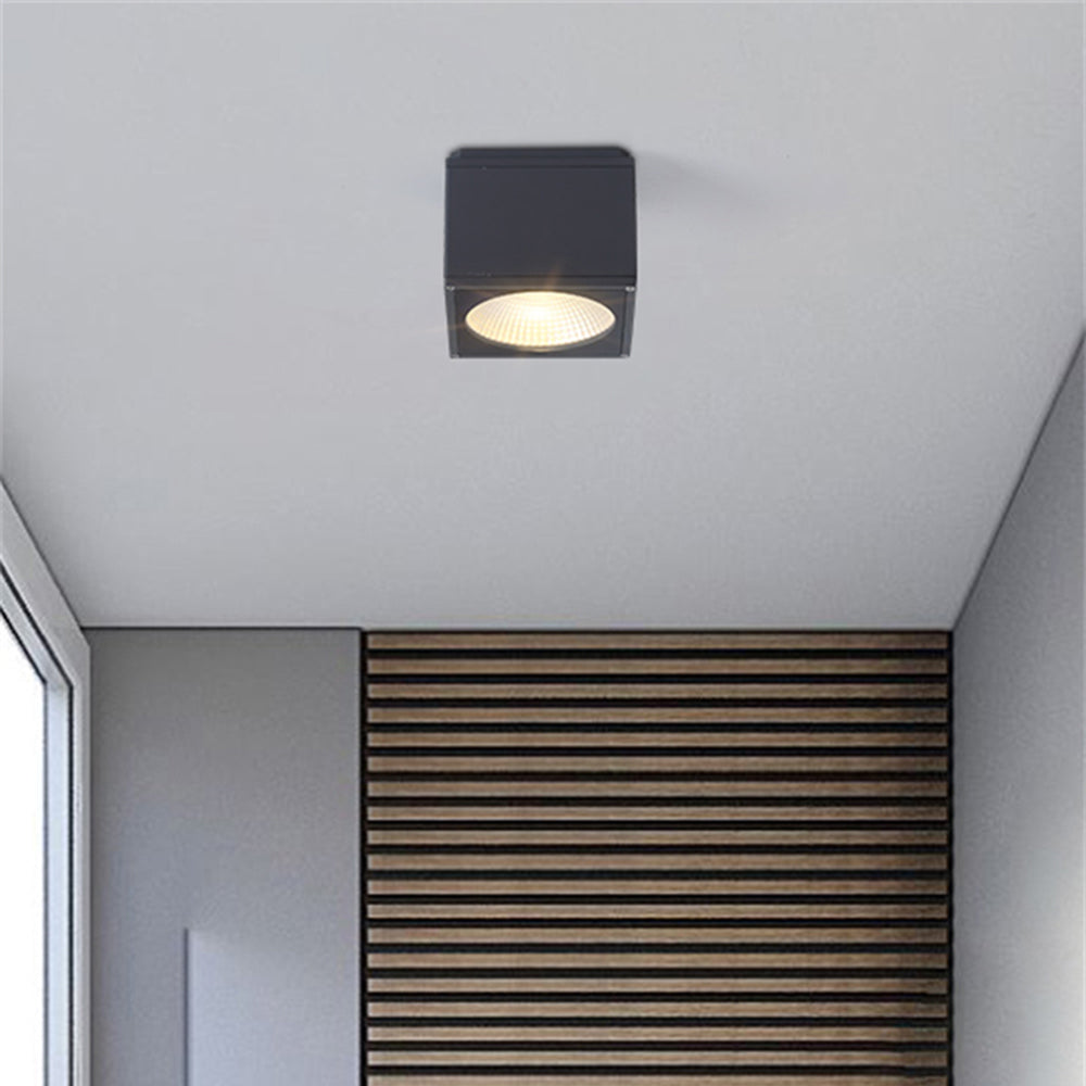 Orr Modern Black Rectangualr Flush Mount Ceiling Light, Metal/Glass - Lumpaz