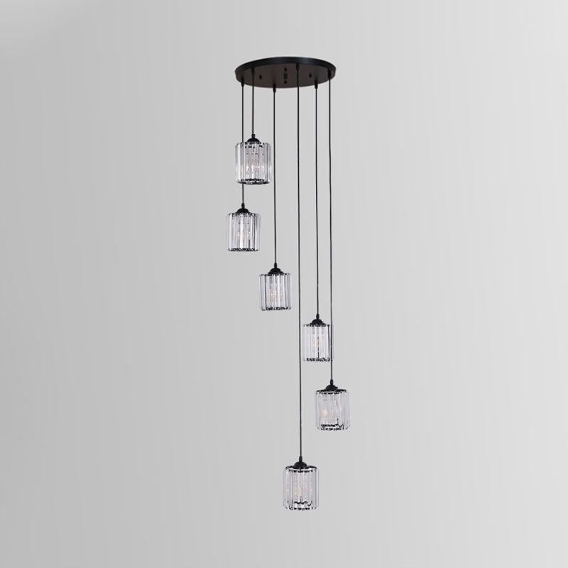 Kristy Modern Minimalist Metal/Glass Chandelier Black Living Room - Lumpaz