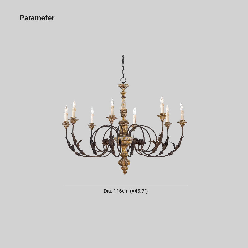 Silva Large Retro Creative Chandelier Brown Wood Metal Living Room - Lumpaz