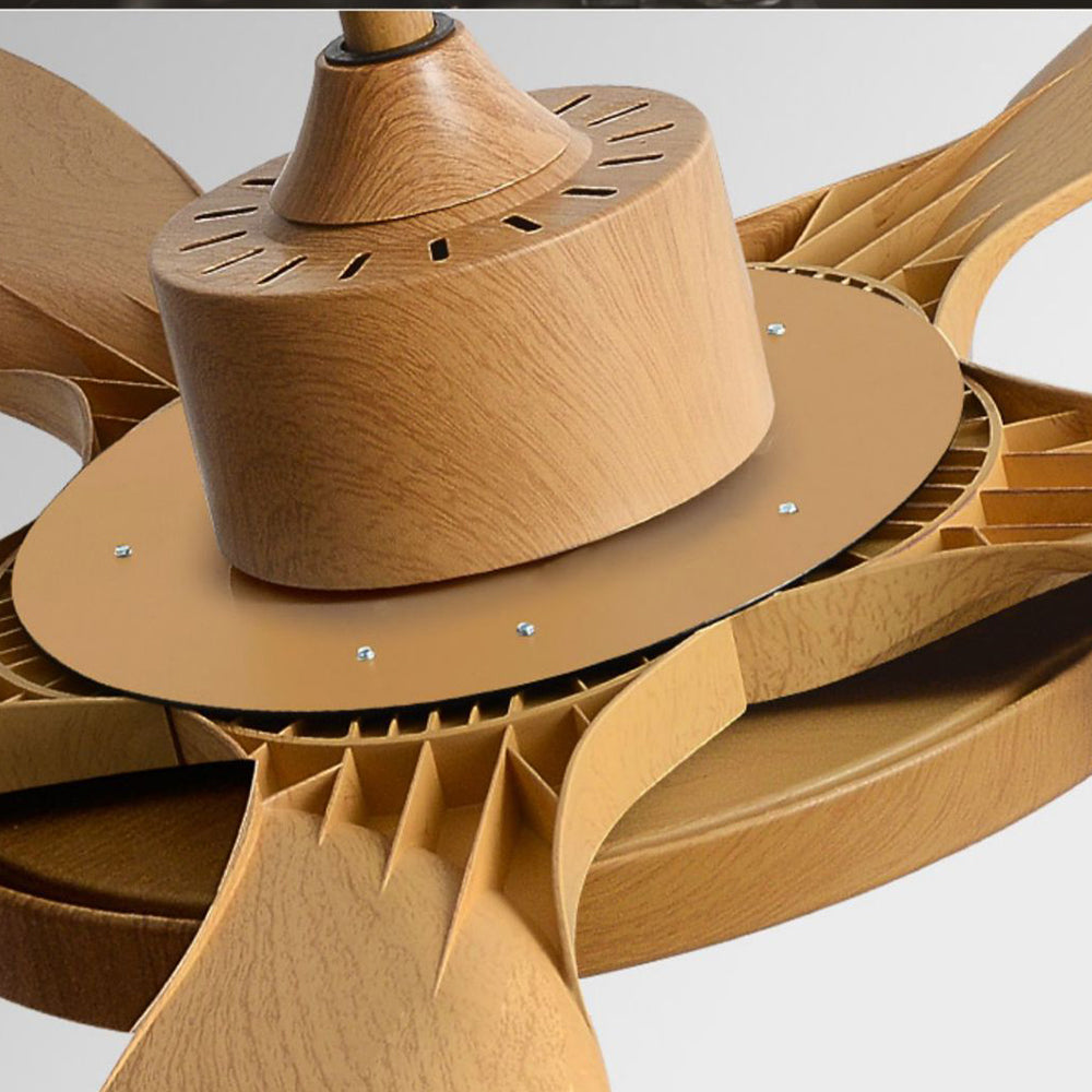 Haydn 5-Blade DC Ceiling Fan with Light, Summer, Black & Wood, 52'' - Lumpaz