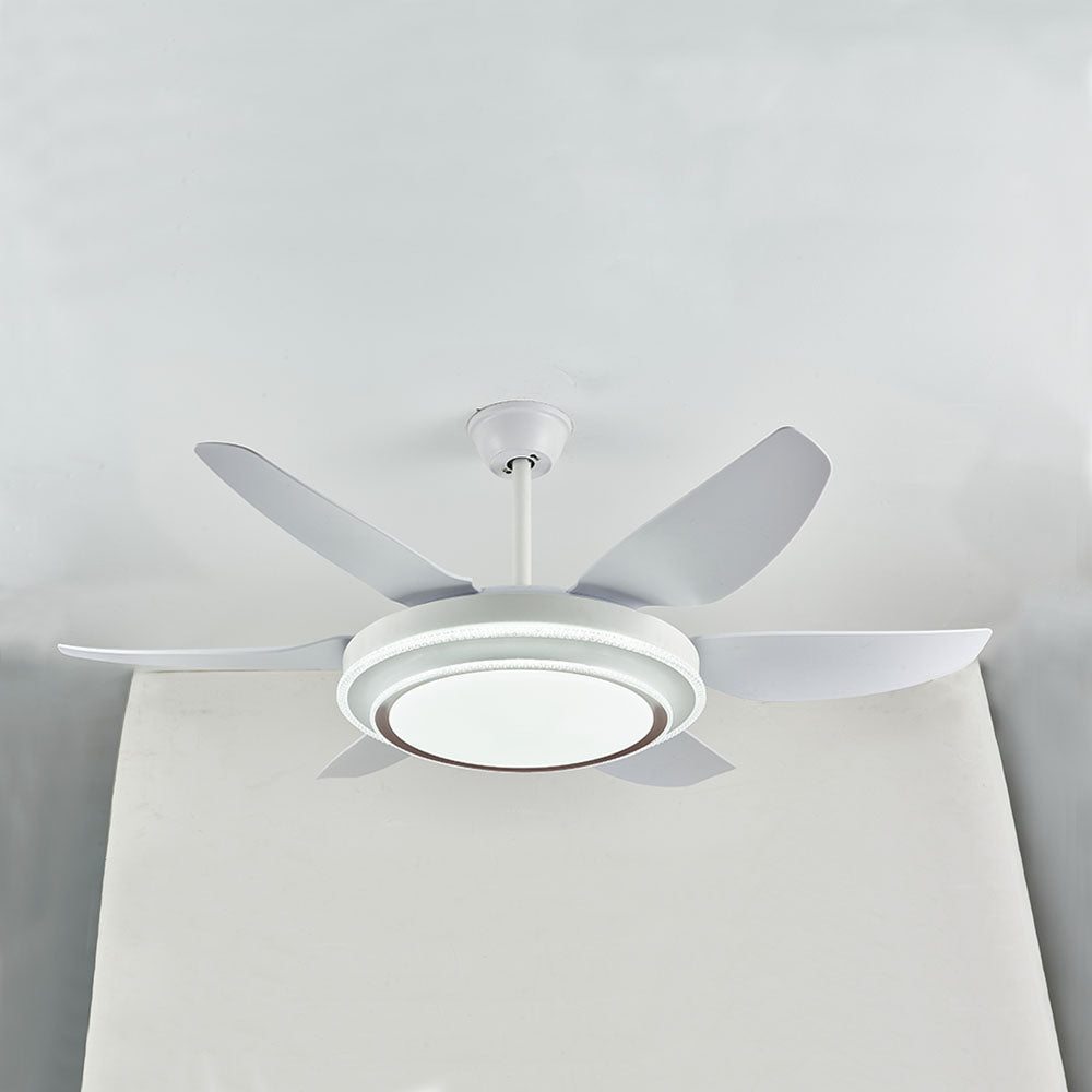 Haydn 6-Blade  Modern Basic  DC Ceiling Fan with Light, White, 51'' - Lumpaz
