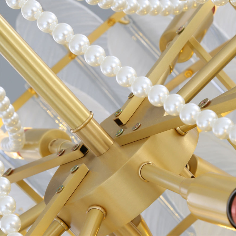 Kirsten Elegant Pearl/Glass/Metal Chandelier, White - Lumpaz