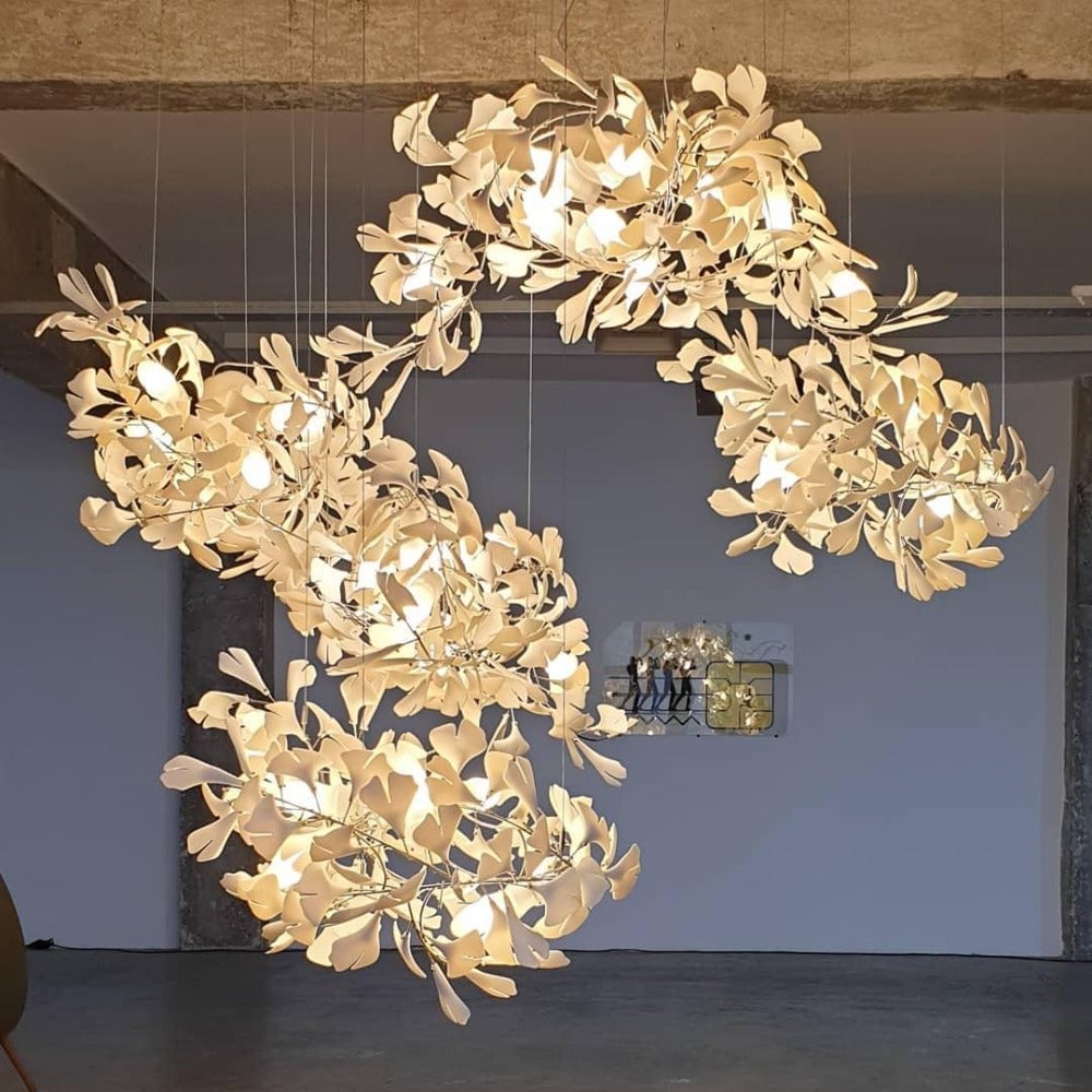 Olivia Modern Leaf Chandelier Metal/Ceramic Bedroom/Living Room - Lumpaz