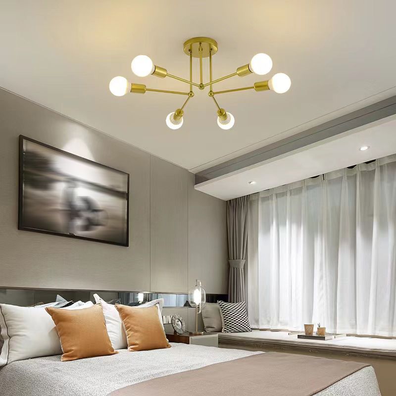 Valentina Flush Mount Ceiling Lights Linear Industrial, Metal/Glass, Bedroom - Lumpaz