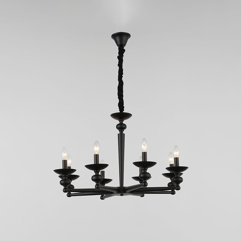 Alessio Retro Candle Wall Lamp/Black Chandelier for Living Room, Dining Room - Lumpaz