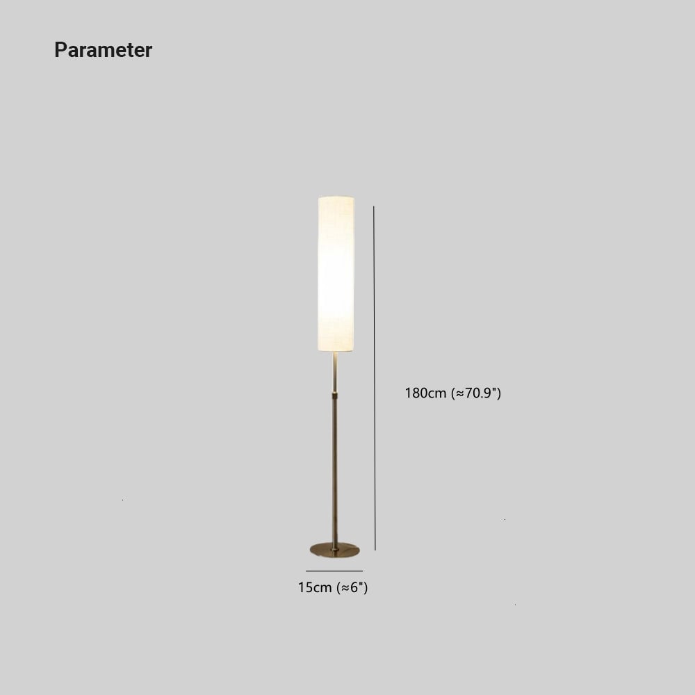Eryn Minimalist Metal and Fabric Cylindrical White Floor Lamp - Lumpaz