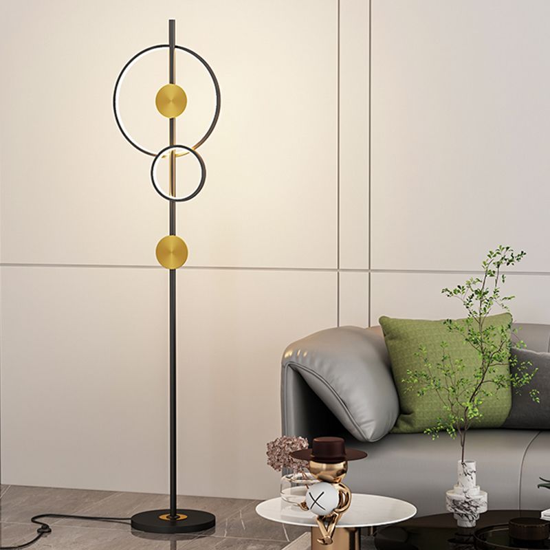 Arisha Modern Ring Design Floor Lamp, Black&Gold - Lumpaz