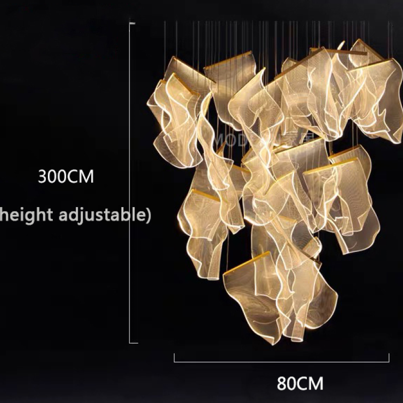 Marylin Artistic Acrylic Silk Chandelier, Gold - Lumpaz