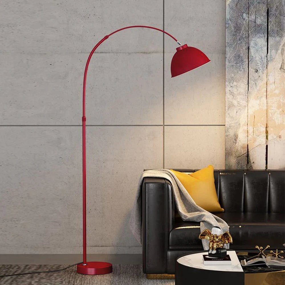 Morandi Modern Arc Metal Floor Lamp, Black/Red/Yellow - Lumpaz