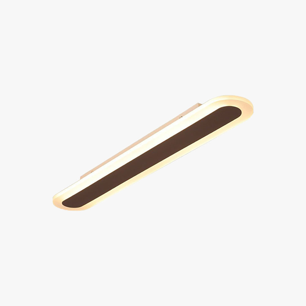 Edge Minimalist Oval Linear Metal/Acrylic Flush Mount Ceiling Light, White/Coffee - Lumpaz
