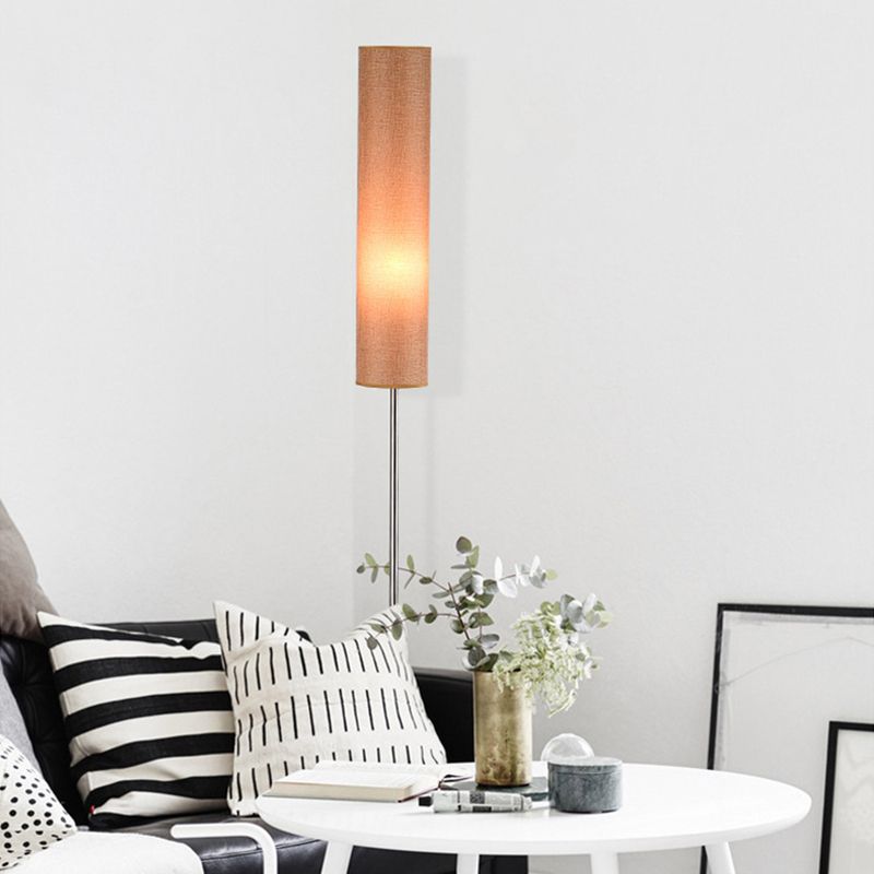 Renée Modern Cylinder Fabric Metal Floor Lamp, White/Red/Brown/Coffee - Lumpaz
