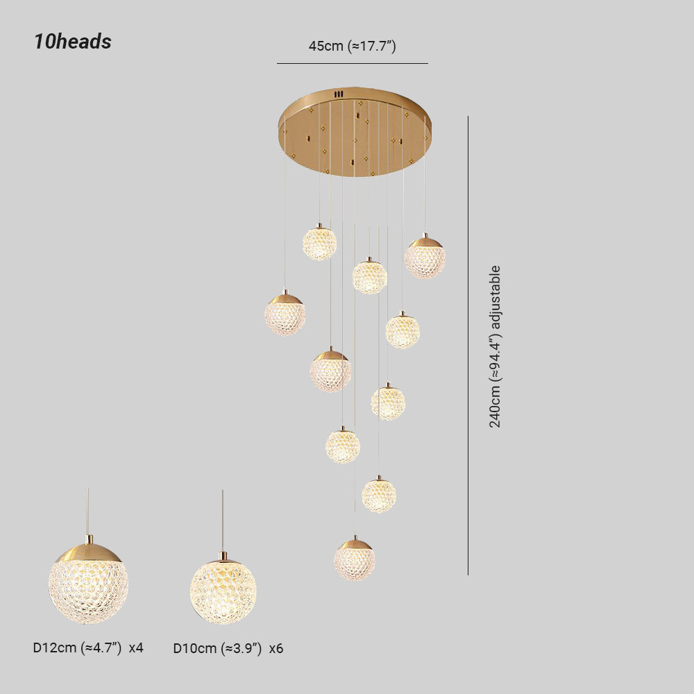 Jibril Multi Staircase Modern Art Deco Pendant Light, Gold - Lumpaz