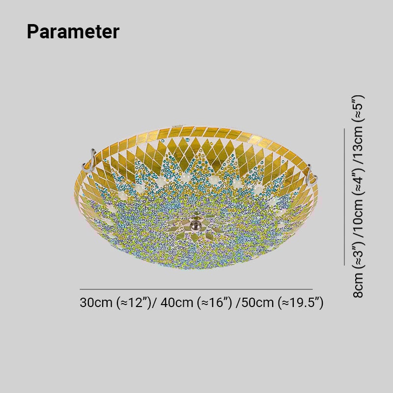 Eryn Modern Mediterranean Glass Flush Mount Ceiling Light Blue/Yellow/White - Lumpaz