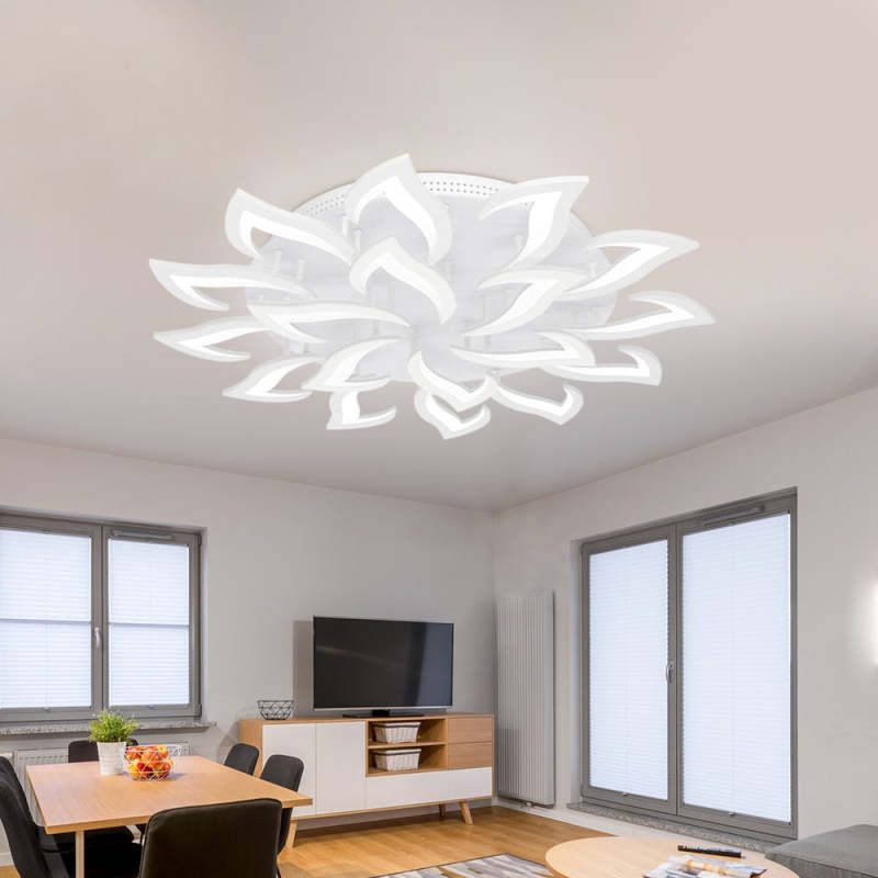 Hana Elegant Flower Flush Mount Ceiling Light, White/Black - Lumpaz