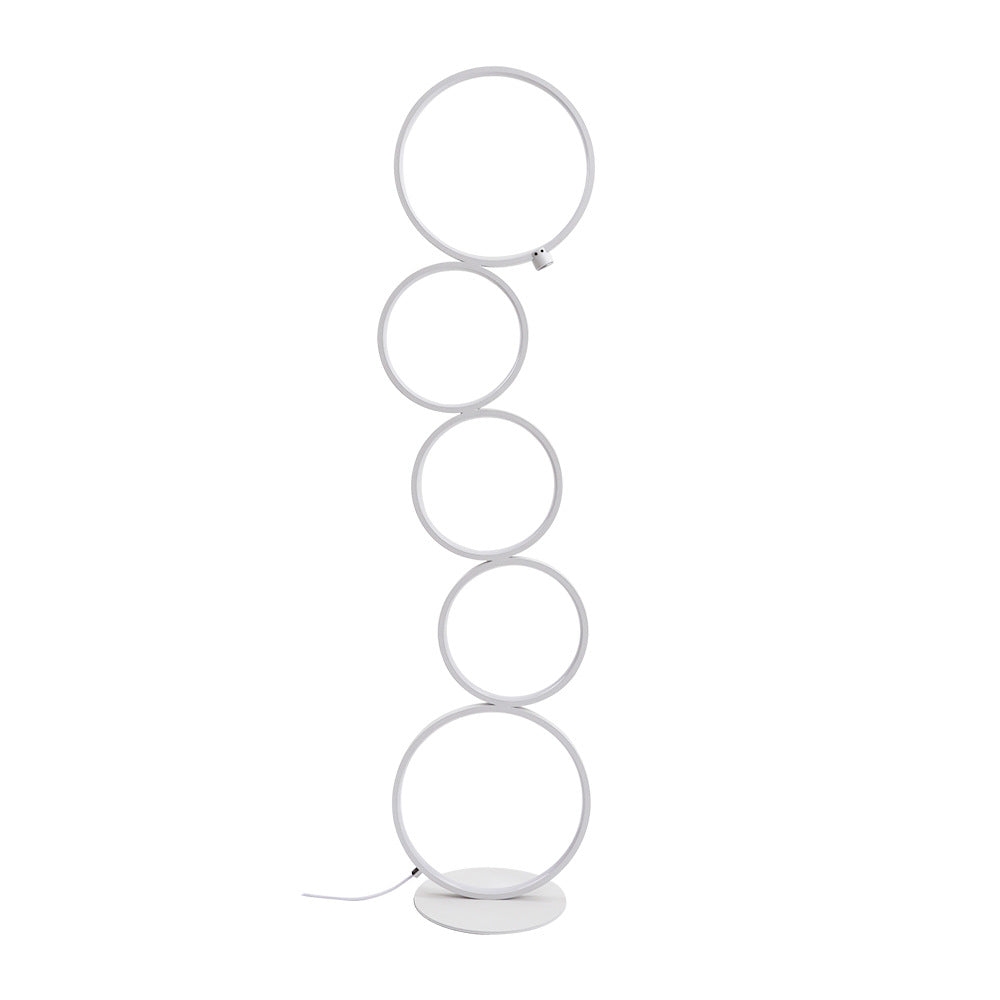 Arisha Floor Lamp Multi-ring Modern, Metal/Silicon, White/Black, Bedside - Lumpaz