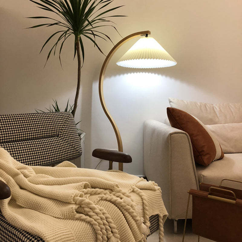 Ozawa Unique LED Beige Floor Lamp Wood/Metal Bedroom/Living Room - Lumpaz