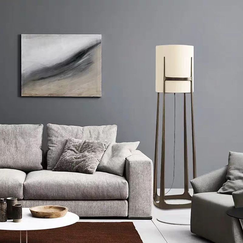 Eryn Modern Cylinder Metal Fabric Floor Lamp - Lumpaz