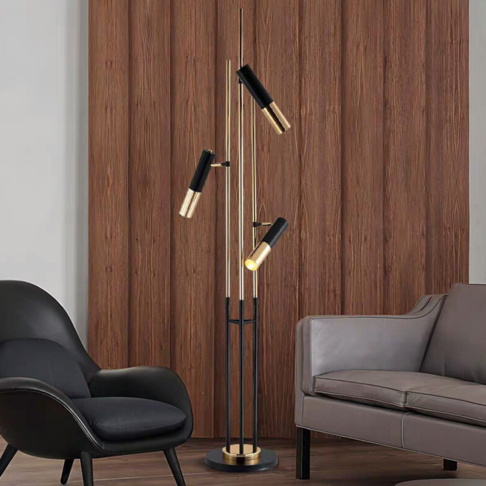 Salgado Modern Tall Metal 3 Bulb Floor Lamp, Black - Lumpaz