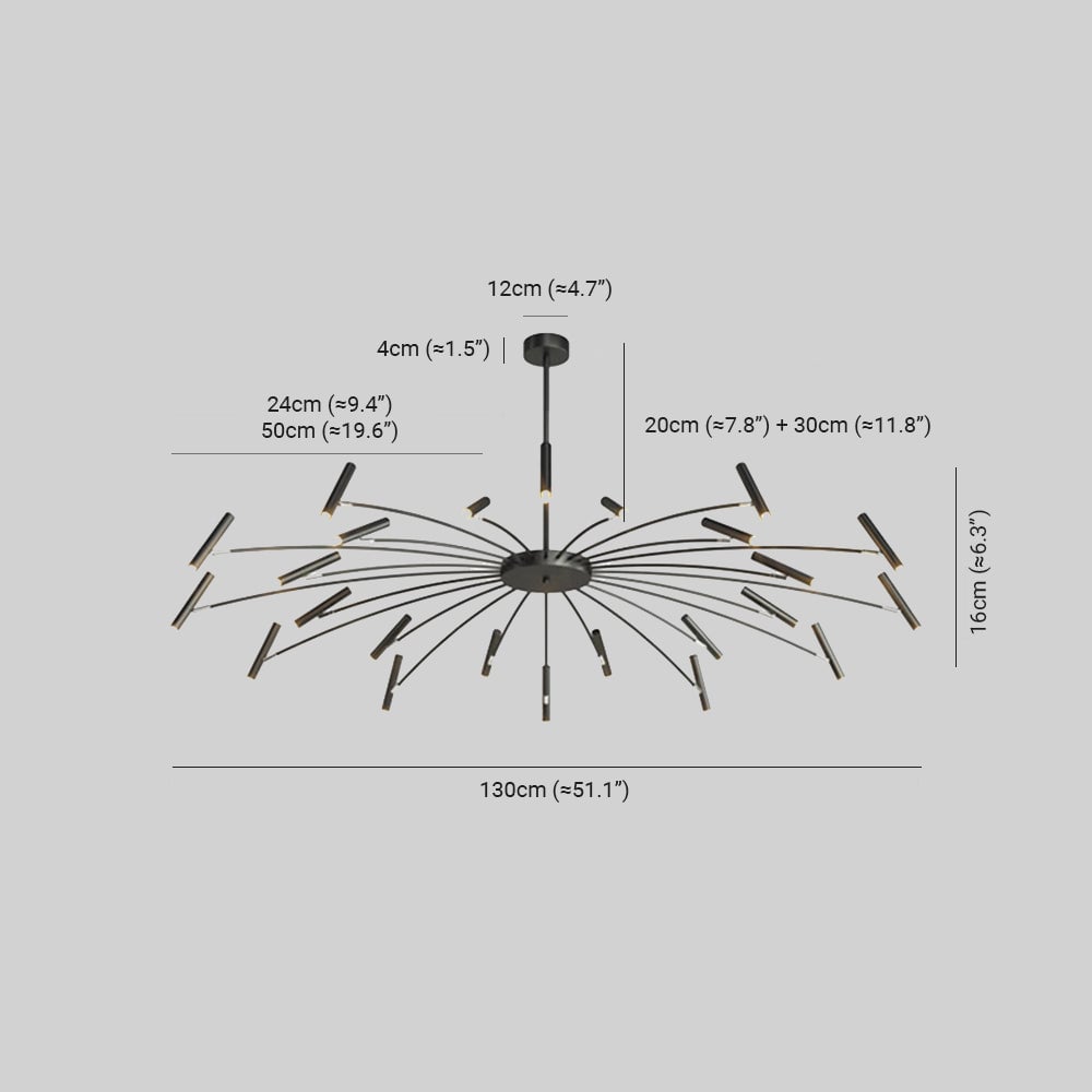 Evette Modern Blown Linear Metal Chandelier, White/Black - Lumpaz