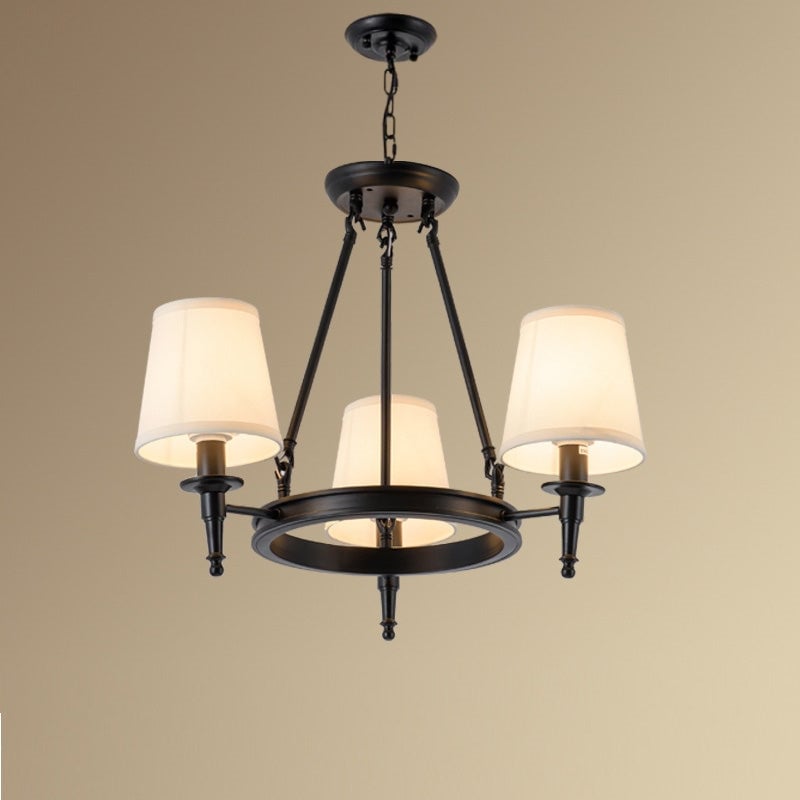 Alessio Vintage Ring Metal/Fabric Chandelier, Black/Copper - Lumpaz