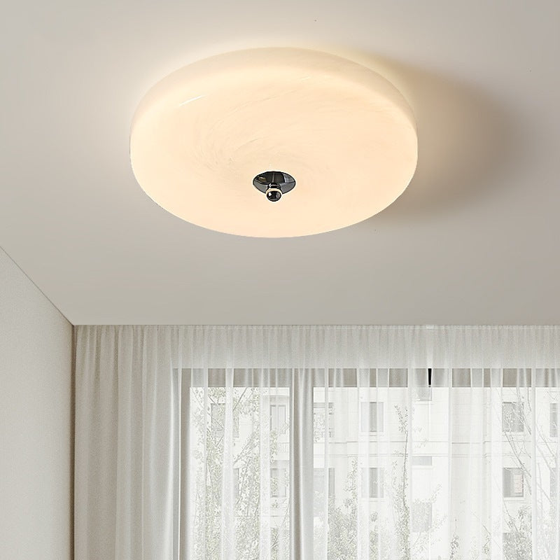 Hailie Design Circle LED Ceiling Light Metal/Glass White Bedroom/Living Room - Lumpaz