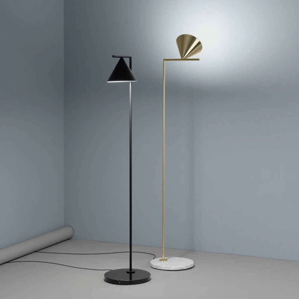 Carins Modern Geometric Marble Base Floor Lamp, Black/Gold - Lumpaz