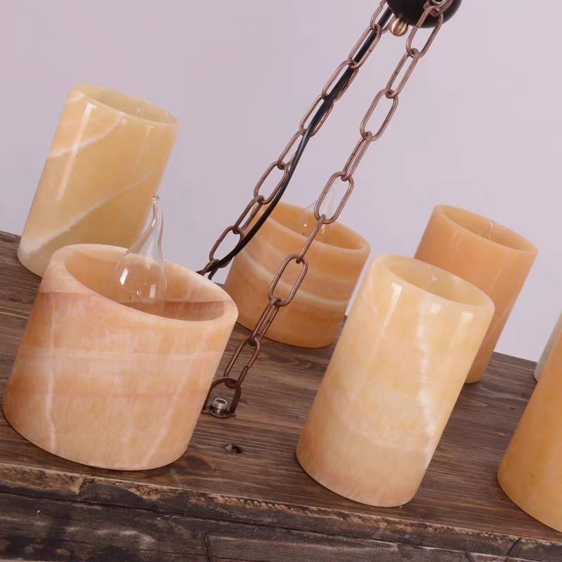 Austin Farmhouse Candle Metal/Glass/Wood Chandelier - Lumpaz