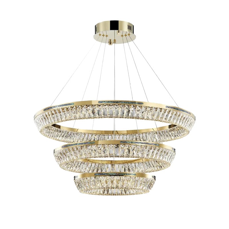 Marilyn Modern Luxury Crystal Gold Chandelier, Tri-Circle - Lumpaz
