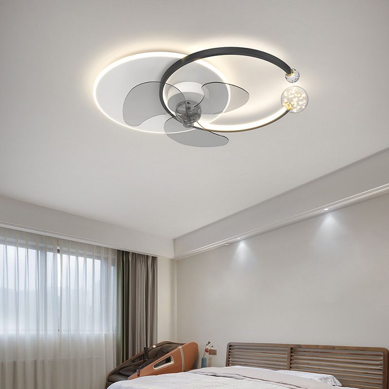 Madina Double-C Starry Ceiling Fan with Light, 2 Color, 24.5" - Lumpaz