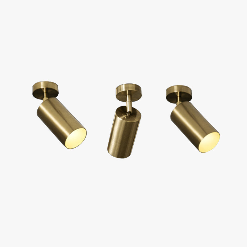 Freja Moderno Gold Cylinder Spotlight Background Flush Mount Ceiling Light, Metal - Lumpaz