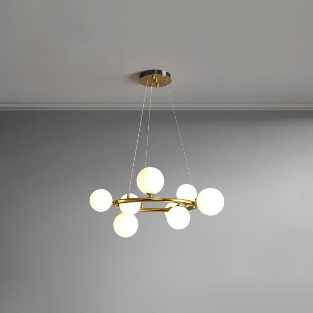 Valentina Modern Glass Globe Ring Chandelier, Gold/Black - Lumpaz