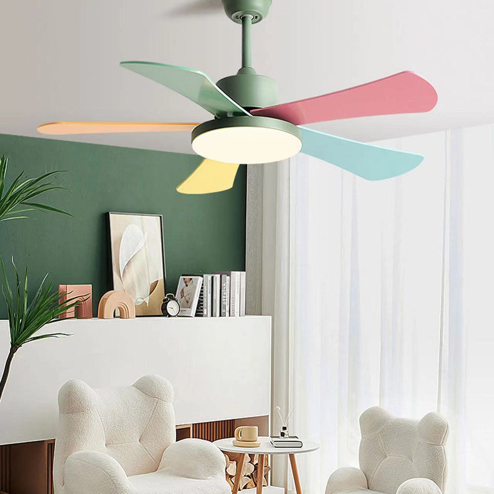 Morandi 5-Blade DC Colorful Ceiling Fan with Light, Summer, 41'' - Lumpaz