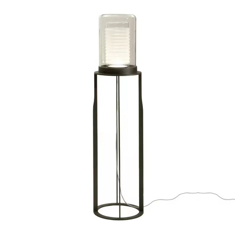 Eryn Simple Black Cylinder Floor Lamp, Metal & Glass - Lumpaz