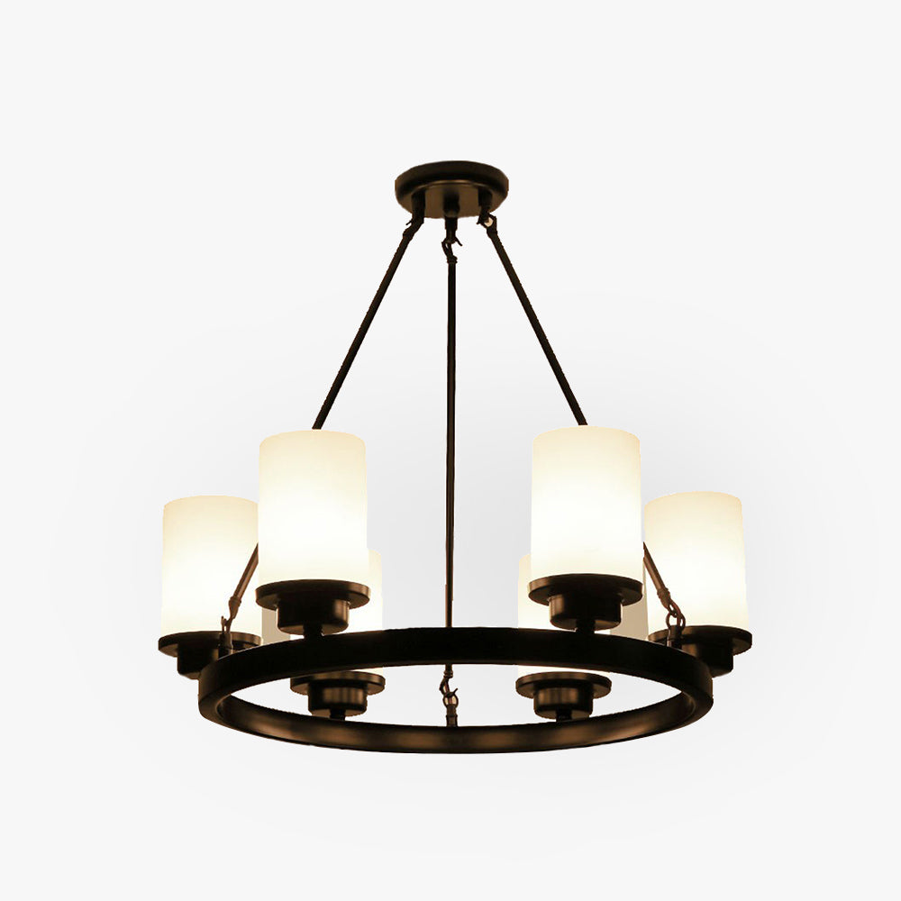 Alessio Retro Black Metal/Glass Chandelier for Living Room - Lumpaz