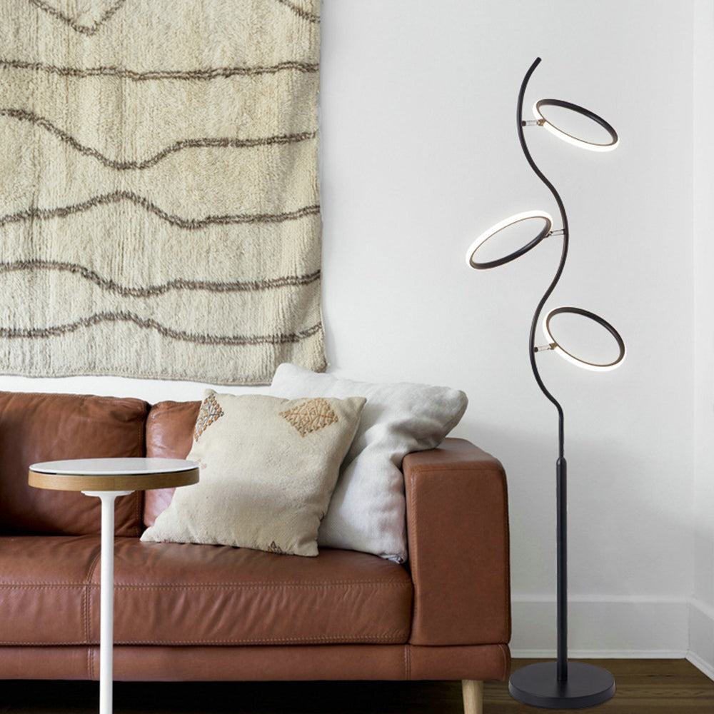 Modern Nordic Curved Acrylic/Metal Floor lamp, Black - Lumpaz